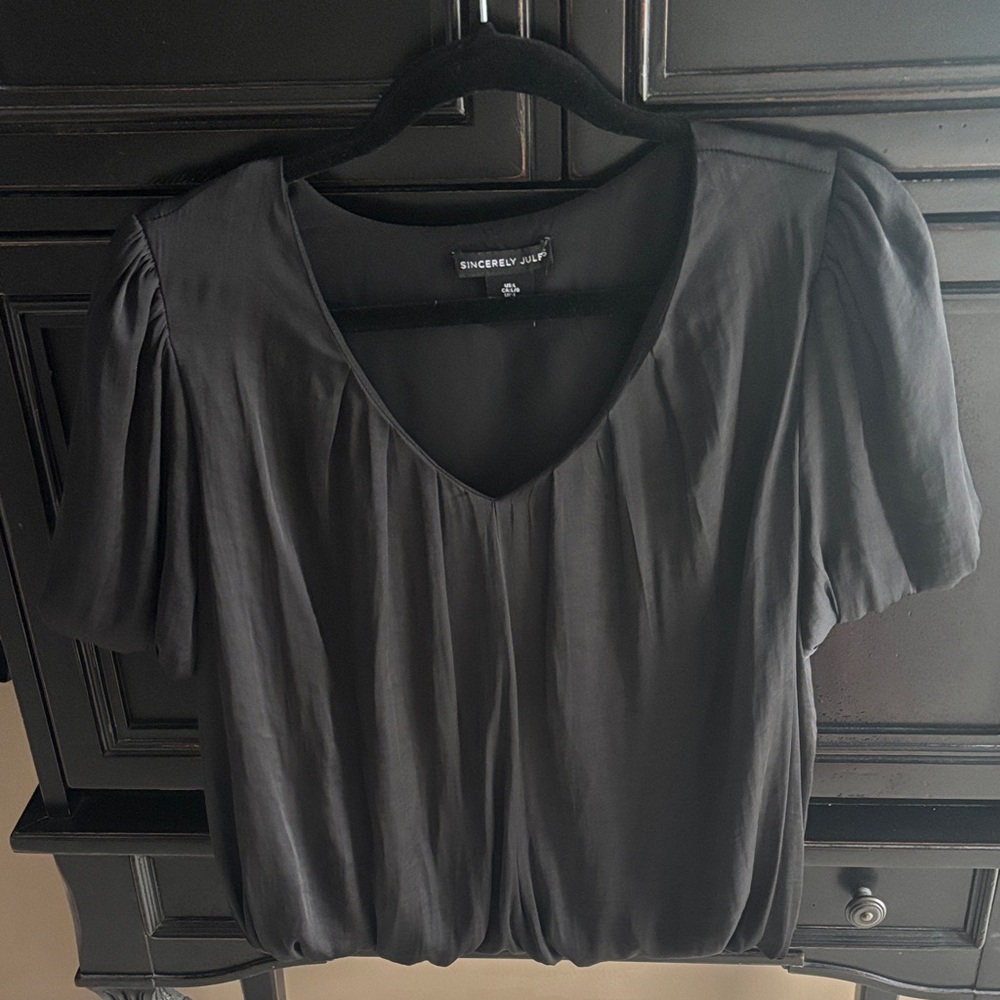 Sincerely Jules Dark Gray V-Neck Blouse